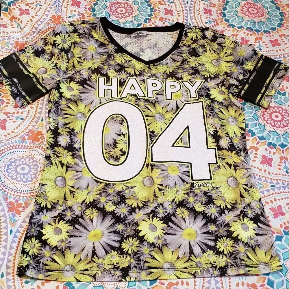 NWOT Justice Happy 04 Sunflower Top Sz 14